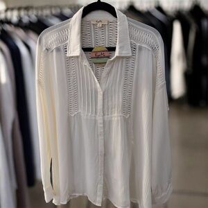 Kyle My Cream Button-Up Boho Blouse
